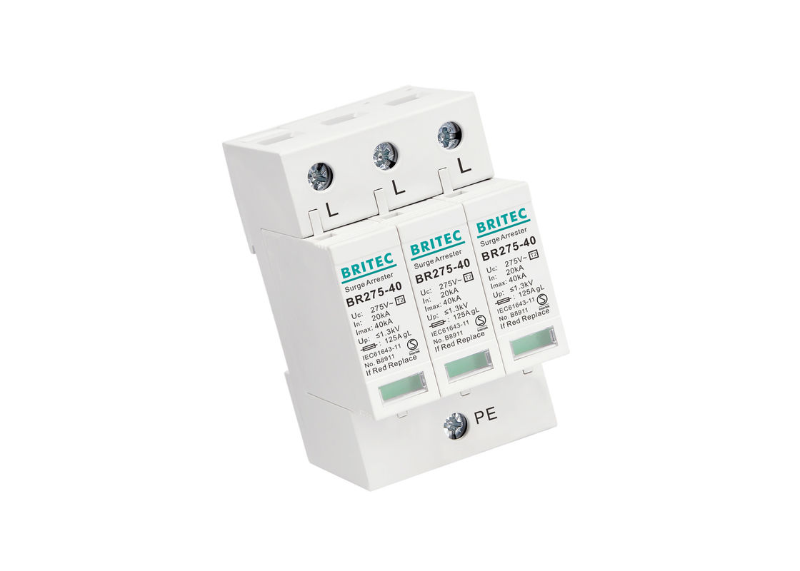 4P 20KA~40KA Din Rail Surge Protection Device SPD Lightning Arrester Protection