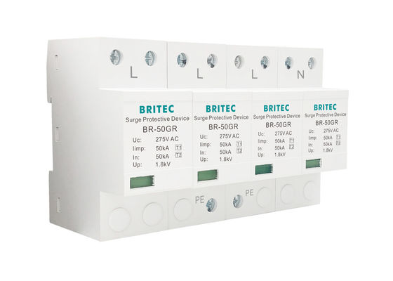 อุปกรณ์ป้องกันไฟกระชากไฟ 275v 50kA สามเฟส 4P ไฟ AC SPD