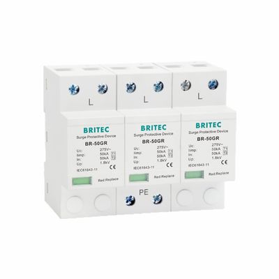 10/350μs ประเภทที่ 1 เครื่องปิดแรงกระแทก 50KA เครื่องป้องกันสายฟ้า