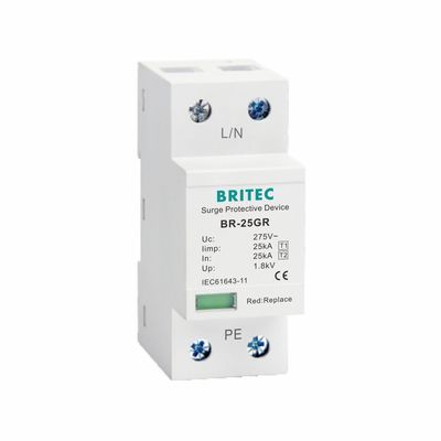 อุปกรณ์ป้องกันไฟกระชากชนิด Class I Type 1 25kA สำหรับป้องกันฟ้าผ่า Uc 150V 275V 320V T1