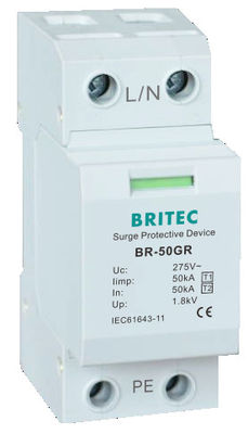 BR-50GR 1P 50kA Type 1 อุปกรณ์ป้องกันไฟกระชาก Ac Din Rail Surge Arrester SPD