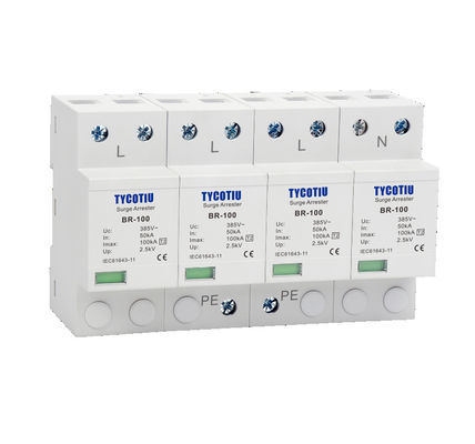 BR-100 4P OEM Type 2 Surge Protector 385v อุปกรณ์ป้องกันการกระชับกระชับกระชับกระชับกระชับกระชับกระชับกระชับกระชับกระชับกระชับกระชับกระชับ 100 ka
