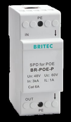 BR-POE-P  RJ45 อุปกรณ์ป้องกันไฟกระชากสำหรับกล้อง POE แบบราง DIN, อุปกรณ์ป้องกันไฟกระชากอีเธอร์เน็ต