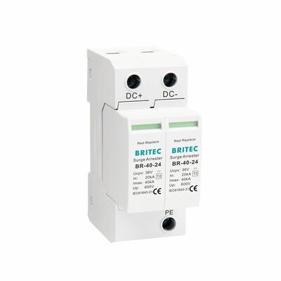 BR-40 24 กล้อง dc spd เครื่องป้องกันการกระจายไฟฟ้า การป้องกันการกระจายไฟฟ้า การติดดิน Dc Spd ระบบเฝ้าระวังความปลอดภัยประเภท 2 DC Power Surge Protector