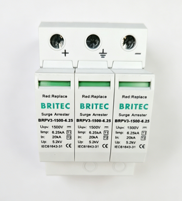 BRPV3-1500-6.25 อุปกรณ์ป้องกันไฟกระชาก DC โซลาร์ DC SPD ตัวกันฟ้าผ่า DC SPD Wenzhou 1500V 3 ขั้ว SPD DC 500V T1 T2 ราคา SPD Type 1