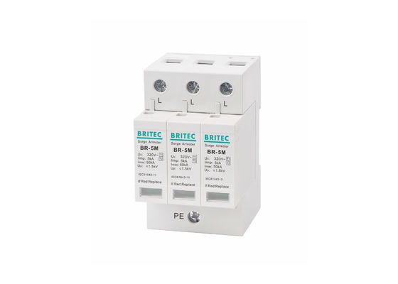 อุปกรณ์ป้องกันฟ้าผ่า 5kA 3P 320Vac ประเภท 1 + 2 / Class I + II / Class B + C