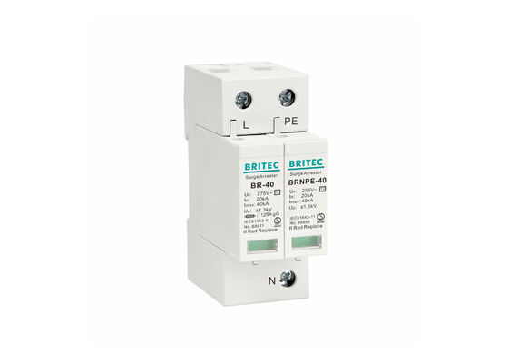 อุปกรณ์ป้องกันไฟกระชาก IEC 61643-11 Type 2 พร้อมระบบป้องกันฟ้าผ่า 40kA 1P+NPE และการติดตั้งบนราง DIN