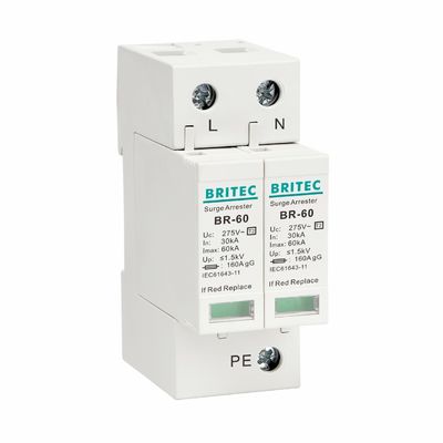 BR275-60 2P 2P ac SPD 60kA 2P หน่วยป้องกันการกระตุ้นระยะเดียว (SPD) หน่วยป้องกันการกระตุ้น