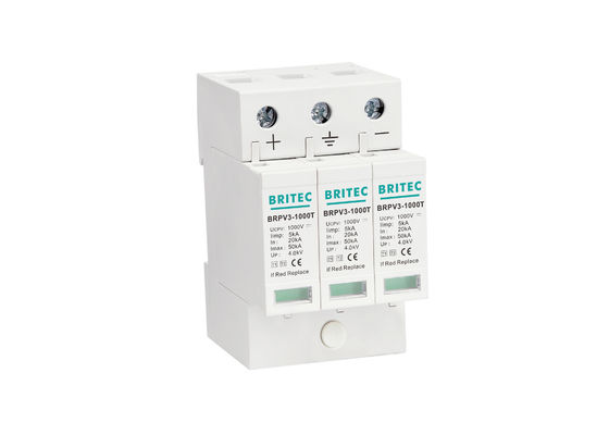 DC Type PV อุปกรณ์ป้องกันไฟกระชาก Thermalplastic 1+2 SPD 3P 5kA อุปกรณ์ป้องกันไฟกระชาก 1000v