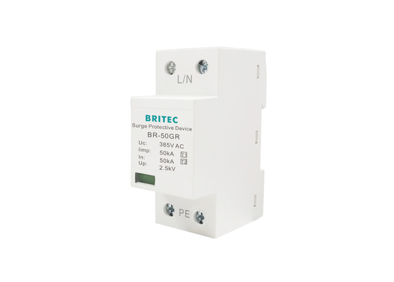 SPD 50kA ประเภท 1 AC ป้องกันแรงกระตุ้น 1P อุปกรณ์ป้องกันสายฟ้า