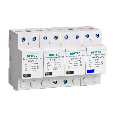 BR-50GR 385 1P 50kA Ac Din Rail Type 1 อุปกรณ์ป้องกันไฟกระชาก surge Arrester SPD spd t1 t2 ac