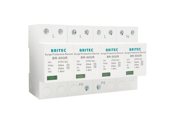 Thermoplastic Spd Surge Protector IP20 4 Pole Lightning Arrester อุปกรณ์ป้องกันการกระชับกระชับ