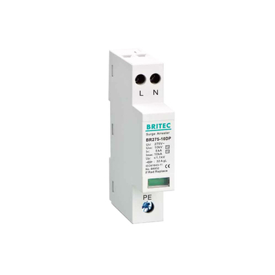 BR275-20DP 2P 20kA อุปกรณ์ป้องกันไฟกระชาก Type 3 Lightning Arrester Spd เฟสเดียว 2 เสา