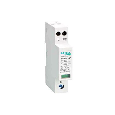 BR275-20DP 2P 20kA อุปกรณ์ป้องกันไฟกระชาก Type 3 Lightning Arrester Spd เฟสเดียว 2 เสา