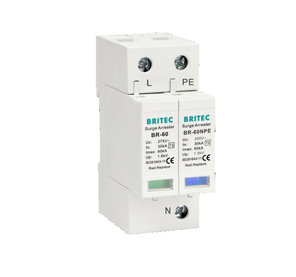 BR-60 Spd Surge อุปกรณ์ป้องกันไฟกระชาก 1P+1 ระบบป้องกันฟ้าผ่าเฟสเดียว
