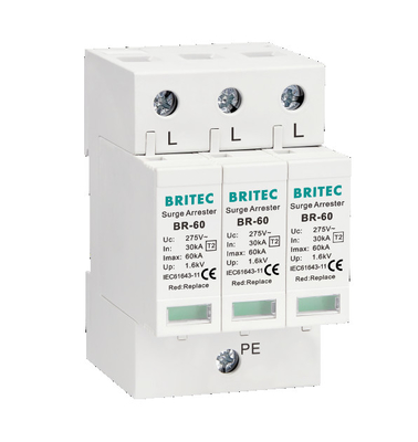 BR-60 Spd Surge อุปกรณ์ป้องกันไฟกระชาก 1P+1 ระบบป้องกันฟ้าผ่าเฟสเดียว