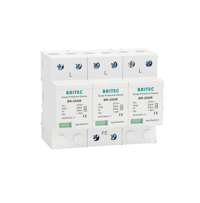 BR-25GR 1P 1P 3p Type Spd อุปกรณ์ป้องกันไฟกระชาก Lightning Arrester Supresor SPD type I และ type II