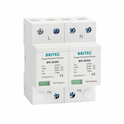 ระดับชั้น I เครื่องกักความแรง 10/350μs 50KA เซ้งล์เฟส 150V / 275V / 320V