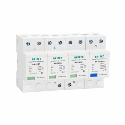 25KA 3P+NPE T1 เครื่องป้องกันการกระตุ้นระดับชั้น I ประเภท 1 SPD พลังงานสูง