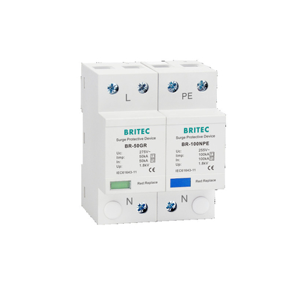 BR-50GR 275 3P Spd Ac Type 1 อุปกรณ์ป้องกันไฟกระชาก Lightning Arrester T1 T2 สามเฟส