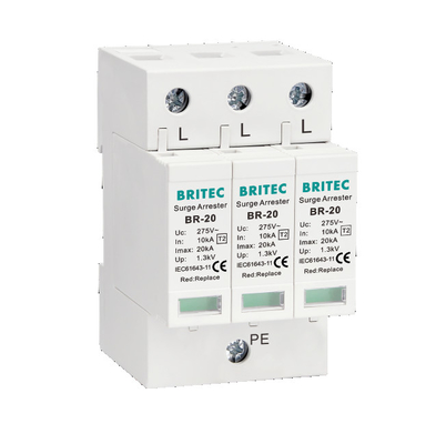 BR-20 4P ระดับ 2 อุปกรณ์ป้องกันกระแสไฟฟ้า จับสายฟ้า 3 ขั้นตอน Thunder SPD ประเภท 2 อุปกรณ์ป้องกันกระแสไฟฟ้า
