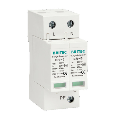 BR-40 4P 20kA - 200kA เครื่องป้องกันกระแสไฟฟ้า ระบบป้องกันกระแสไฟฟ้า จับกระแสไฟฟ้า Spd Thunder Lightning 275v เครื่องป้องกันกระแสไฟฟ้า