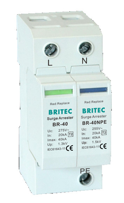 BR-40 1+1 DIN Rail Type 2 อุปกรณ์ป้องกันไฟกระชาก Spd Lightning Protection