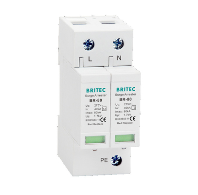 BR-80 2P อุปกรณ์ป้องกันการกระจายไฟ SPD 275v ป้องกันการกระจายไฟ
