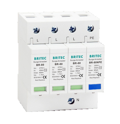 BR-80 2P อุปกรณ์ป้องกันการกระจายไฟ SPD 275v ป้องกันการกระจายไฟ