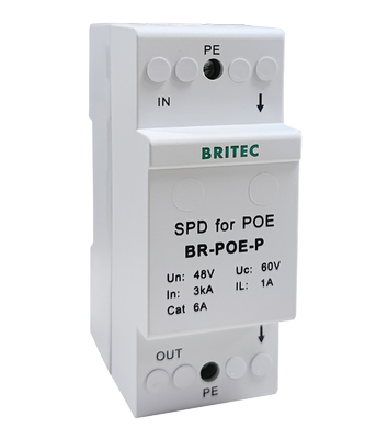 BR-POE-P 1A Spd Data Signal Protector Poe Surge Arrestor 48V จีน อุปกรณ์ป้องกันการระบาดของอีเทอร์เน็ต