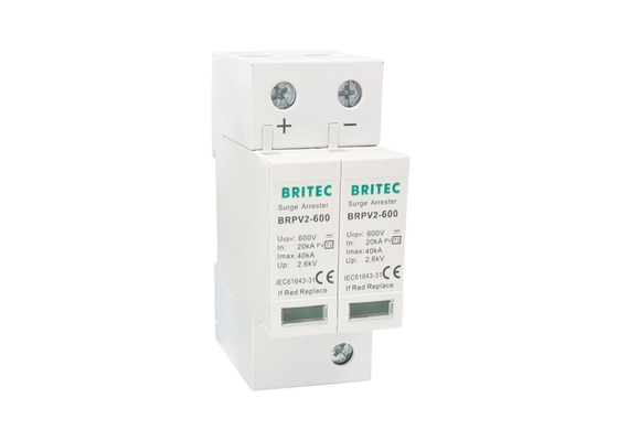 ไฟฟ้าโซลาร์เซลล์ 600V High Voltage Class II DC 2 Pole SPD IP20 PV Surge Arrester