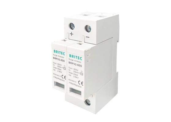 DC600V 2P 40KA ตัวป้องกันไฟกระชาก PV โซลาร์เซลล์ประเภท 2 ตัวป้องกันฟ้าผ่าแรงดันต่ำ