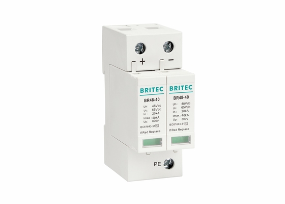 อุปกรณ์ป้องกันไฟกระชากพลังงานแสงอาทิตย์ 2P 40KA 48V DC Type 2 อุปกรณ์ป้องกันไฟกระชากฟ้าผ่า