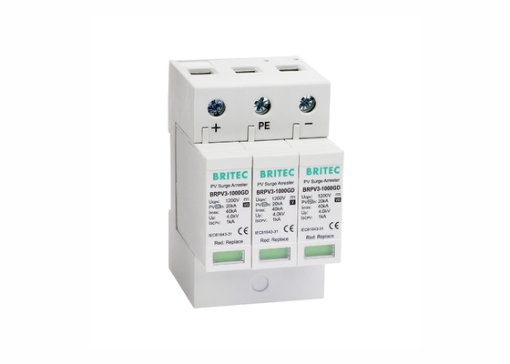 อุปกรณ์ป้องกันไฟกระชากพลังงานแสงอาทิตย์ PV พร้อมแก๊ส - ท่อจ่าย 1000V DC