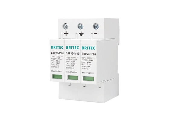 อุปกรณ์ป้องกันไฟกระชากกระแสไฟฟ้าแบบ 2 PV 40kA 8 / 20us DC 1500V SPD สำหรับพลังงานแสงอาทิตย์
