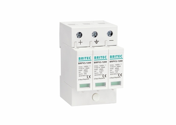 อุปกรณ์ป้องกันไฟกระชากฟ้าผ่าขนาดเล็ก Pv Dc 3p Solar Spd 1200v Dc อุปกรณ์ป้องกันไฟกระชาก