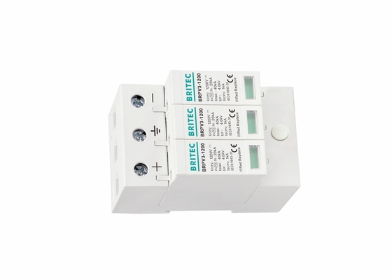 อุปกรณ์ป้องกันไฟกระชากฟ้าผ่าขนาดเล็ก Pv Dc 3p Solar Spd 1200v Dc อุปกรณ์ป้องกันไฟกระชาก