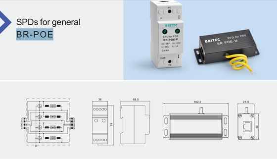 BR-POE-P Ethernet Connection RJ45 การป้องกันการกระตุ้น Poe Ethernet การป้องกันการกระตุ้น Lightning Network
