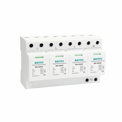 BR-50GR 4P Ac ป้องกันแสงจีนชนิด 1 อุปกรณ์ป้องกันกระแสไฟฟ้า Spd กระแสไฟฟ้า Spd t1 t2