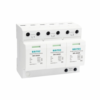 TUV BR-50GR 3P+N Class 1 AC SPD 50ka อุปกรณ์ป้องกันการกระจายไฟชนิด 1 spd