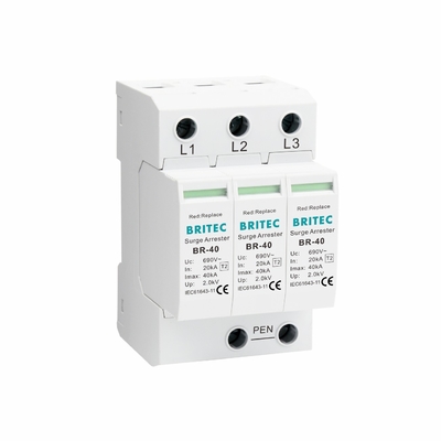 BR-40 690 3P ประเภท 2 690V 800V 1000V เครื่องป้องกันกระแสไฟฟ้าแรงสูง