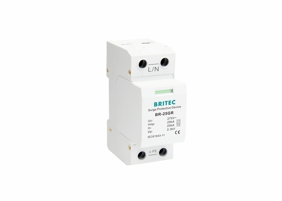25kA ระดับชั้น I ประเภท 1 ระดับชั้น B SPD Single Phase Surge Arrestor