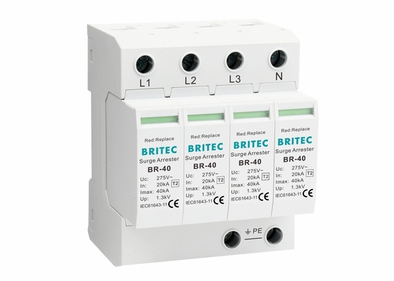 IEC61643-1 40ka AC 4 Pole SPD Surge Protector ตัวเรือนพลาสติกความร้อน