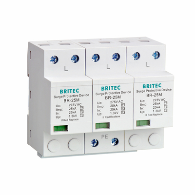 BR-25M 2P Lightning T1+T2 อุปกรณ์ป้องกันไฟกระชาก B+C SPD 25kA อุปกรณ์ป้องกันไฟกระชาก spd