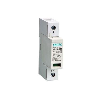 BRITEC BR-12.5M 2P 12.5kA อุปกรณ์ป้องกันฟ้าผ่า Spd เฟสเดียวอุปกรณ์ป้องกันไฟกระชาก