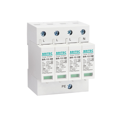 BRITEC BR-12.5M 3P+1 อุปกรณ์ป้องกันไฟกระชาก 275v อุปกรณ์ป้องกันฟ้าผ่า Class I+II Spd