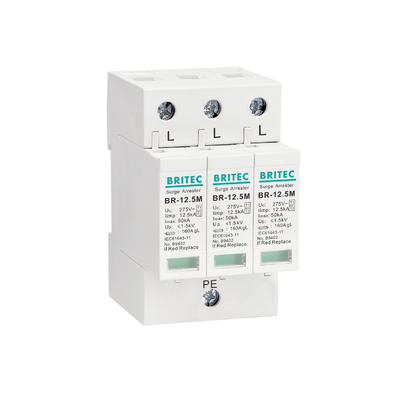 BRITEC BR-12.5M 3P+1 อุปกรณ์ป้องกันไฟกระชาก 275v อุปกรณ์ป้องกันฟ้าผ่า Class I+II Spd