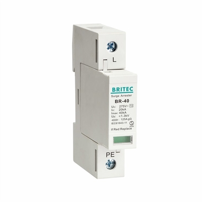 BR-40 2P 40kA 275V Type 2 Single Phase TVSS SPD อุปกรณ์ป้องกันไฟกระชากระบบป้องกันฟ้าผ่า