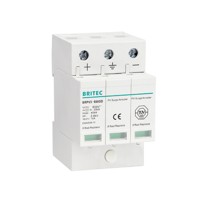 BRPV3-1000 1000V 40kA 3P DC Solar PV Surge Protection Device Surge Arrester เครื่องป้องกันการกระจายไฟฟ้า
