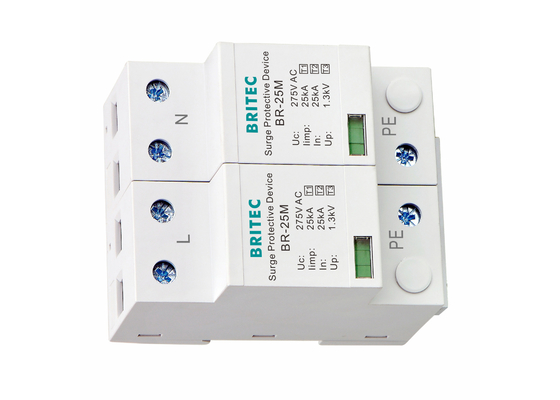 ประเภท 1+2+3 25kA 275V SPD 2 ต้น ประเภท 1 เครื่องป้องกันการกระจายไฟ